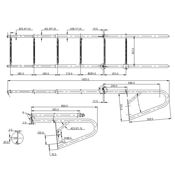 Brostige 6 trin RF 304 teleskop 88-200cm bredde 40cm-1