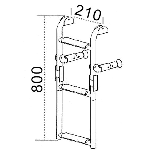 Badestige alu 3 trin 730x210mm rør 25mm-2