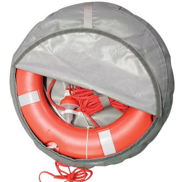 Rescue ring Solas godkendt lys & krans med line i grå betræk-1