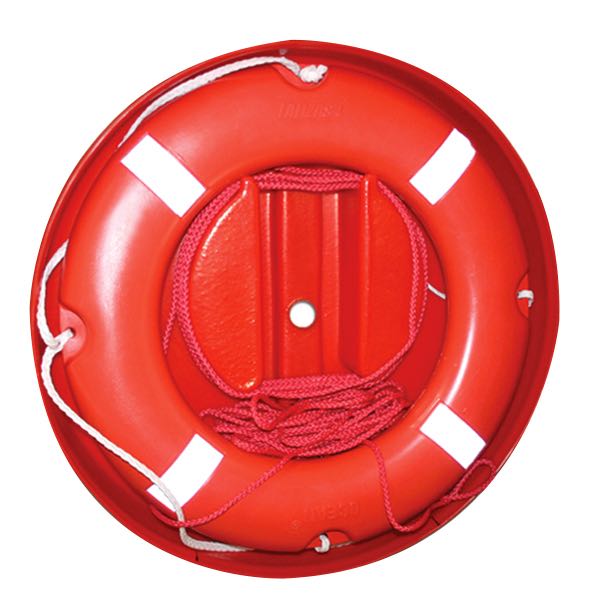 Redningskrans lifebuoy med 30m flyde line i rund beholder-1