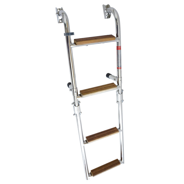 Badestige 2+2 RF stål med 4 teak trin-1