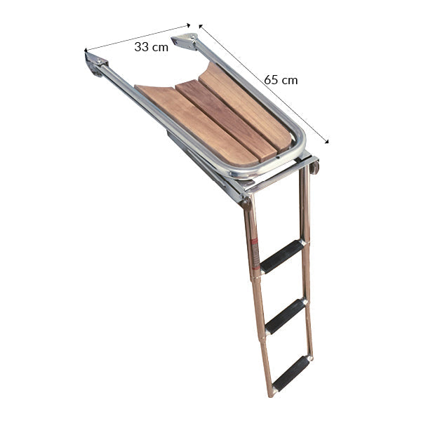 Stævnplatform med teak og stige 65x33cm ø25mm rør-3