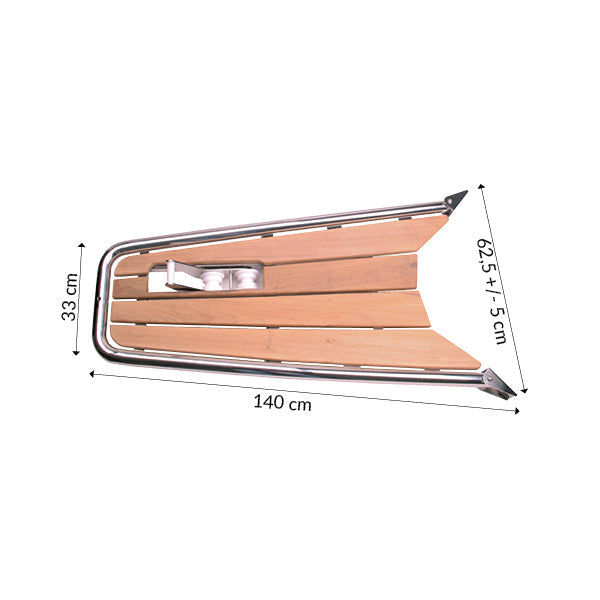 Stævnplatform med teak & ankerrulle 140x62,5cm Ø42mm rør-2