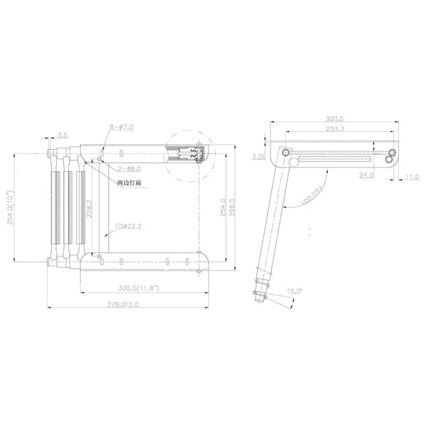 Badestige teleskop i kassette til platform 3 trin b-290mm-3