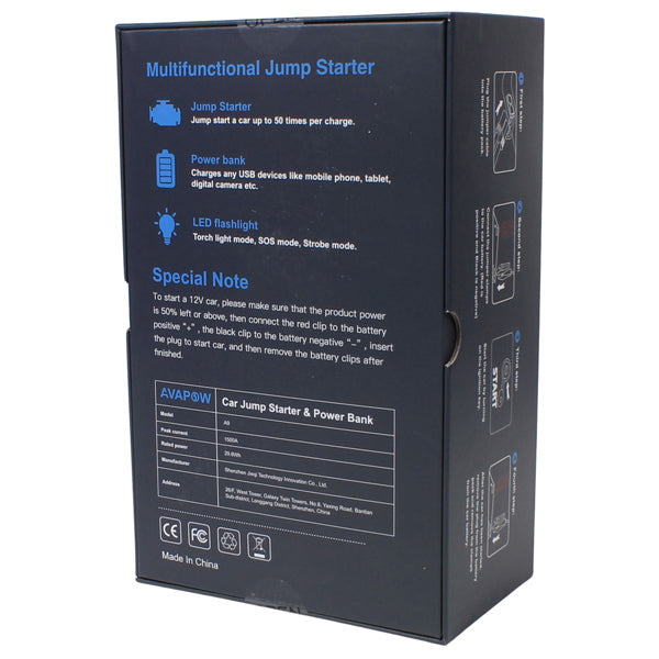 Avapow A9 jump starter 12V, peak 1500Amp-8