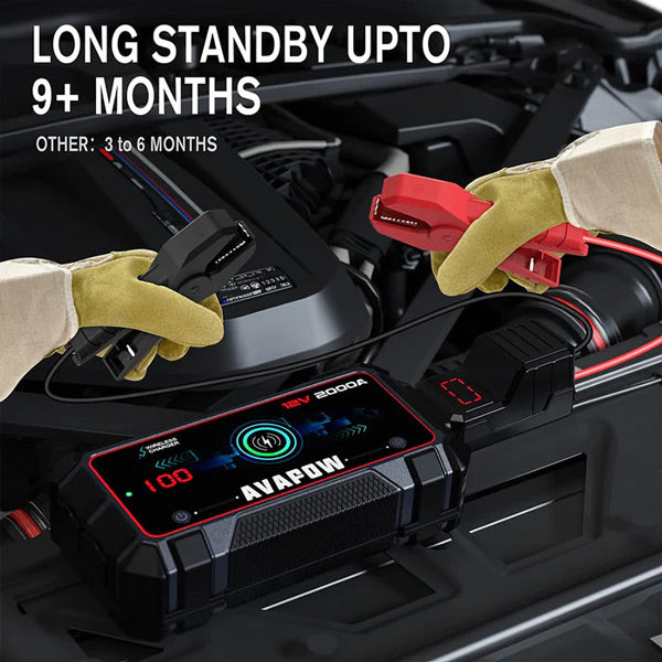 Avapow A9 Plus jump starter 12V, 2000Amp leveres med taske-6