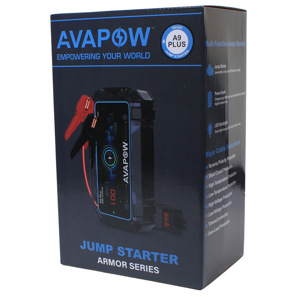 Avapow A9 Plus jump starter 12V, 2000Amp leveres med taske-7
