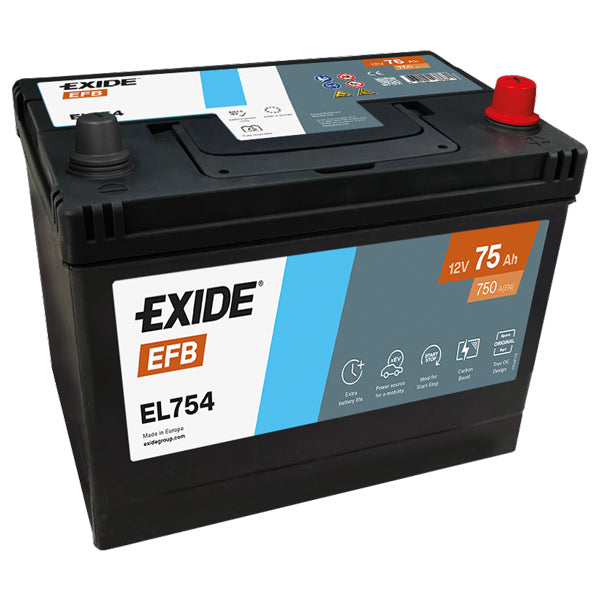 Exide Batteri 75ah Dual EFB, modsat polstilling-1