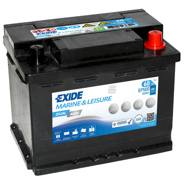 Exide Batteri dual AGM 680cca - 60Ah-1