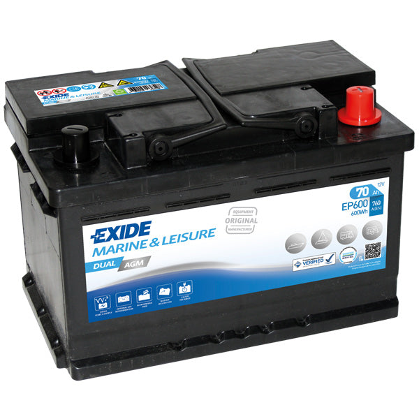 Exide Batteri dual AGM 760cca - 70Ah-1