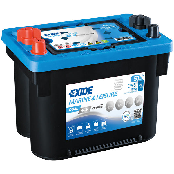 Exide Batteri dual AGM spiral 750cca - 50Ah gevind-1
