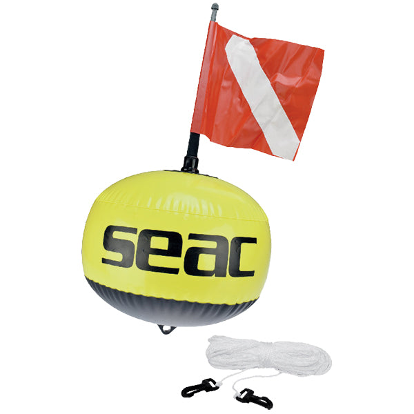 SEAC kugleformede fluorescerende bøje med flag og 25m line-1