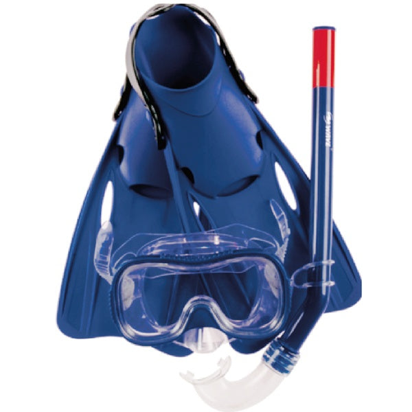 Dykkersæt barn maske, snorkel & svømmefødder blå-1