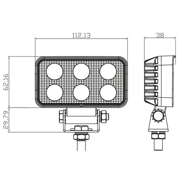 1852 dækslys 10-30Vdc, 9W Osram LED, Spot 753lm, 112x62x38mm-4