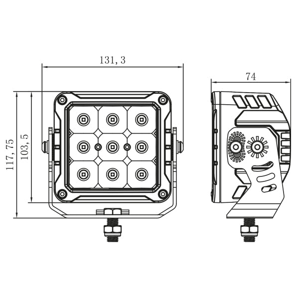 1852 dækslys 10-30Vdc, 45W Osram LED, flood, 3756lm-3