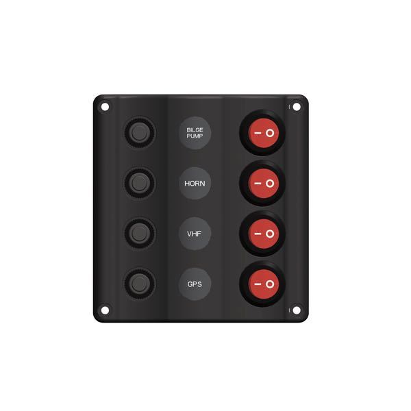 Strømpanel "wave" 4 kontakter med automatsikring-1