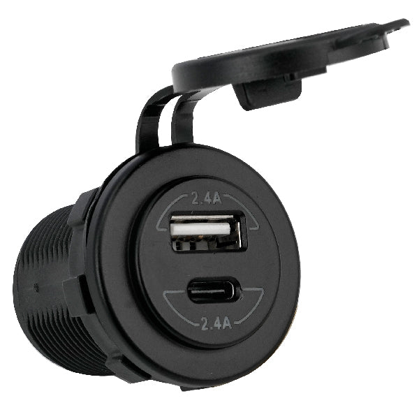 1852 indbygnings USB udtag IP65 12/24V USB A & C-2