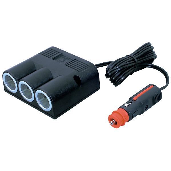 Universalstik 12/24V 16Amp med 2m ledning og tripel udtag-1