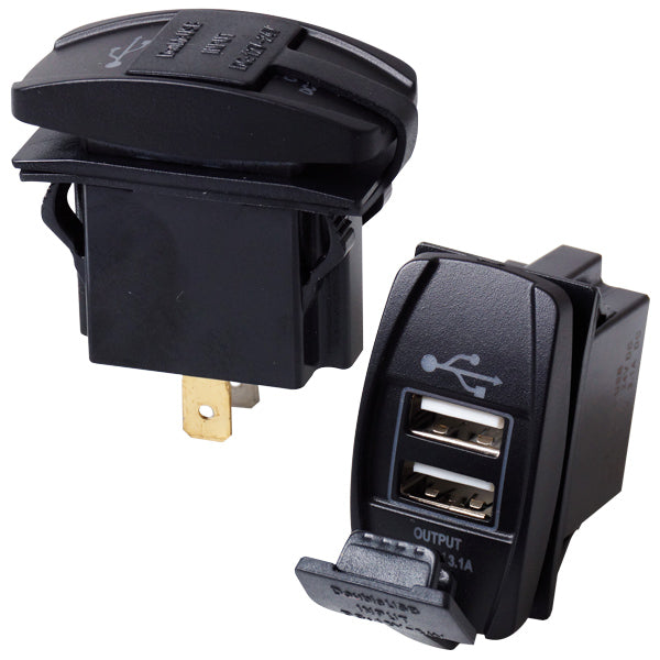 Kontakt med 2stk 3,1Amp usb udtag, indput 6-30V-1