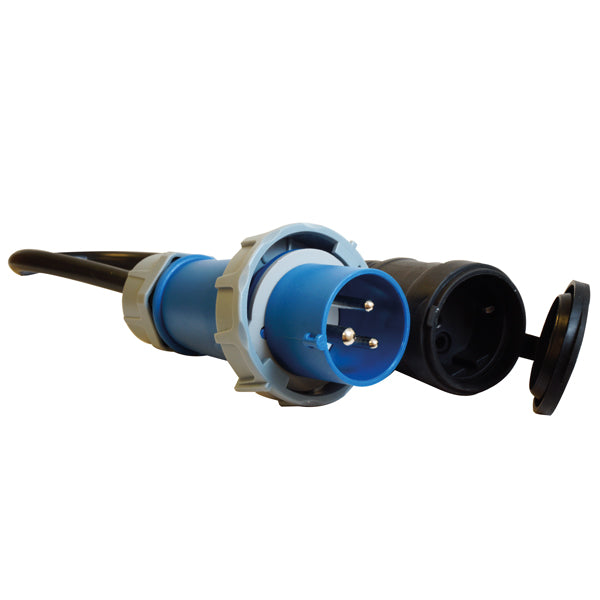1852 CEE 220V han IP67 til Schuko hun - 2,5mm2 kabel 0,5M-1