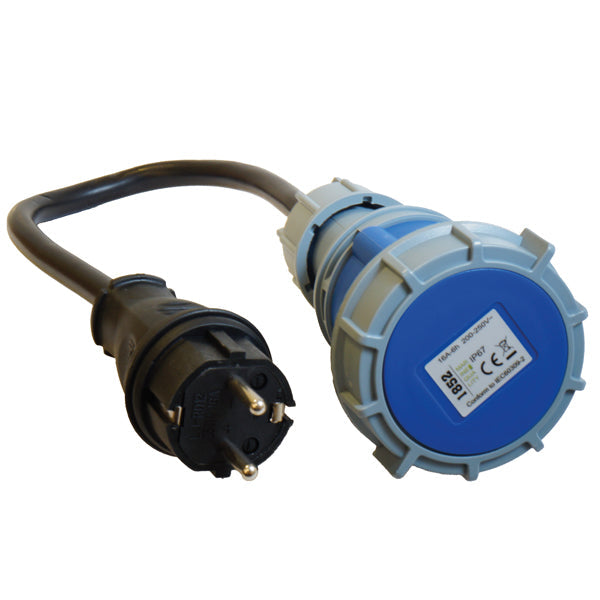 1852 CEE 220V hun IP67 til Schuko han - 2.5mm2 kabel 0,5M-2