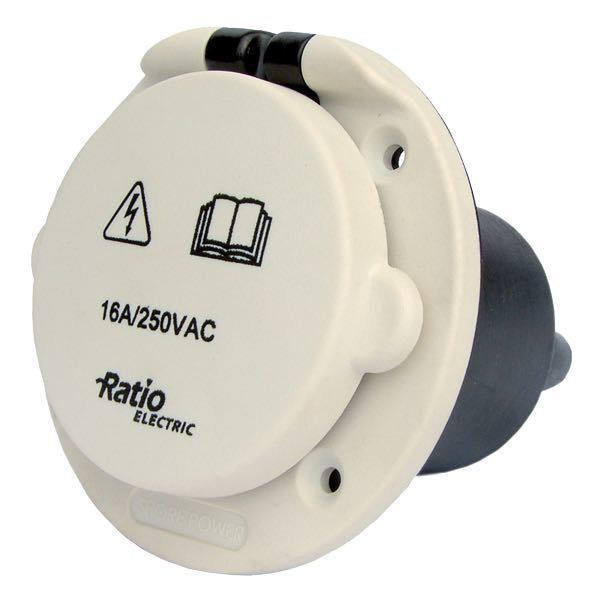 Ratio Landstrømstik med låg plast hvid 16 amp-1
