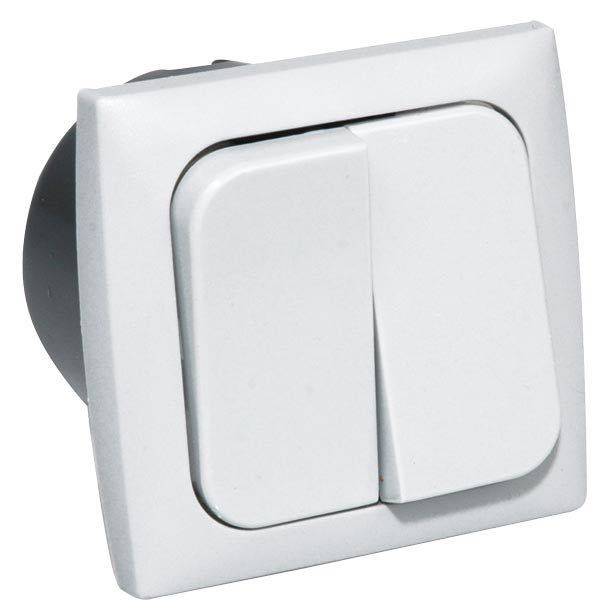 Afbryder dobbelt 220v til indbygning komplet hvid-1
