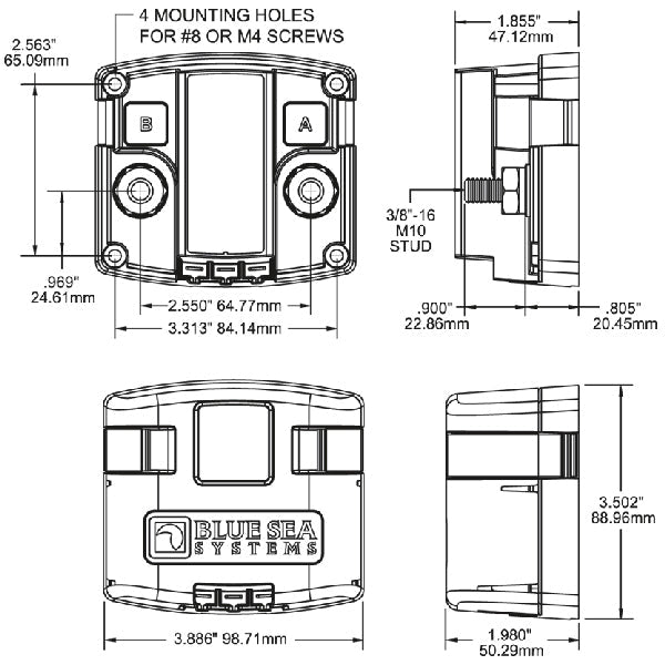 Blue Sea Skillerelæ Ip67 120 Amp 12/24V-2
