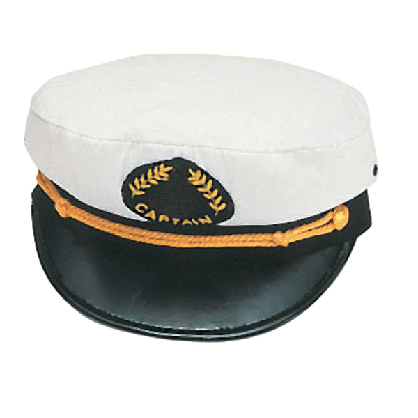 Kaptajnskasket Hvid – Klassisk Bomuldskasket med Emblem og Gul Snor-3