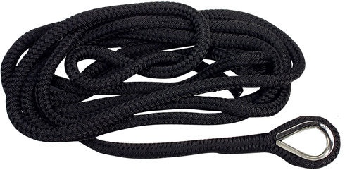 1852 Dockline fortøjning dobbelt flettet med kovs, sort, 4 m-3