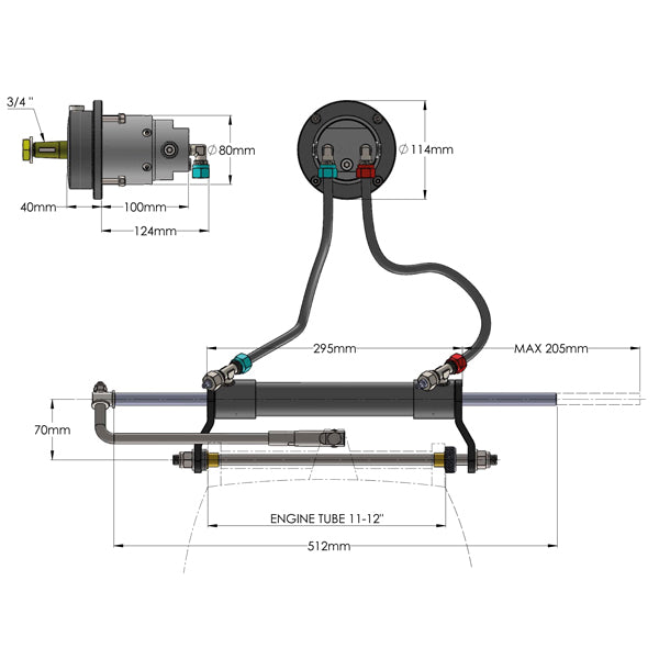 Nordflex hydrauliskstyringssæt m/returventil, op til 120hk-2