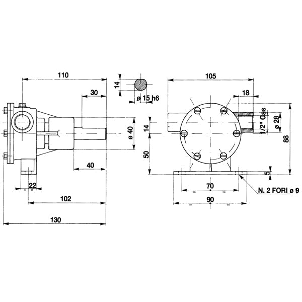 Impeller pumpe 1/2" pm16-2