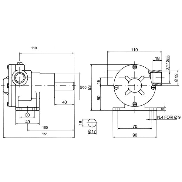 Impeller pumpe 3/4" pm35-2
