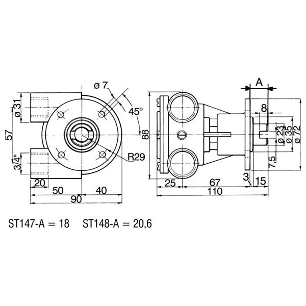 Pumpe med flange til motor st147-2