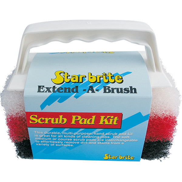 Star Brite skrubber kit med  håndtag, pad fin, medium & grov-1