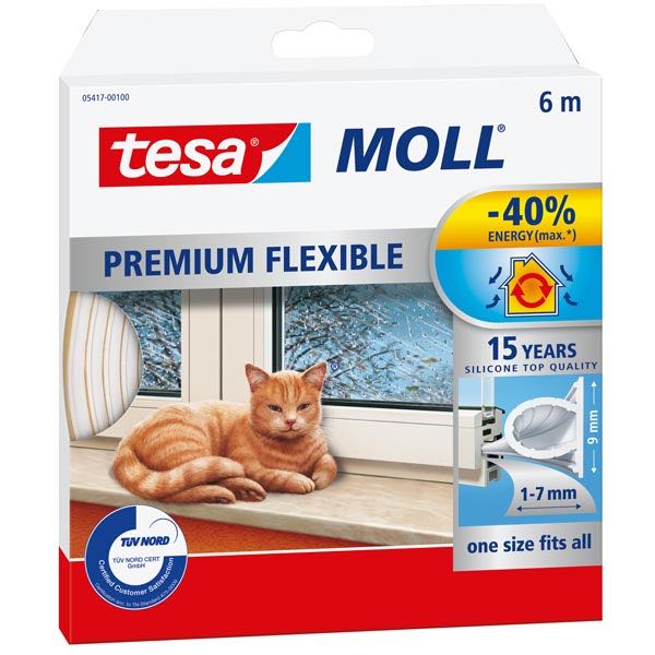 Tesa tætningsliste silikone 9mm x 6m hvid-1
