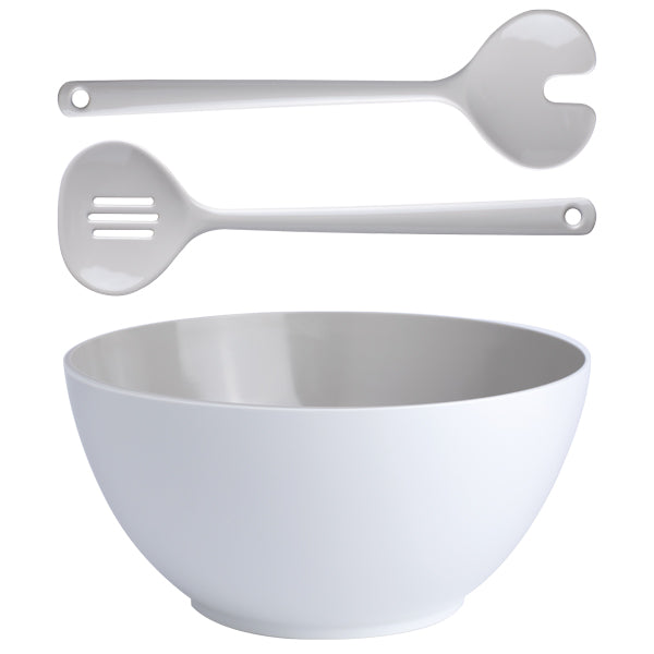 MB Harmony hvid/beige salat skål inkl. bestik-1