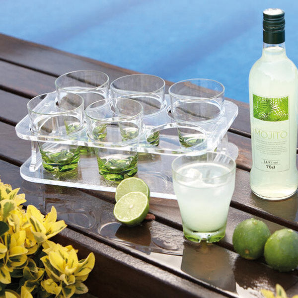 MB bakke med holder til 6 glas 19 x 29 x 4,5 cm holder Ø8cm-3