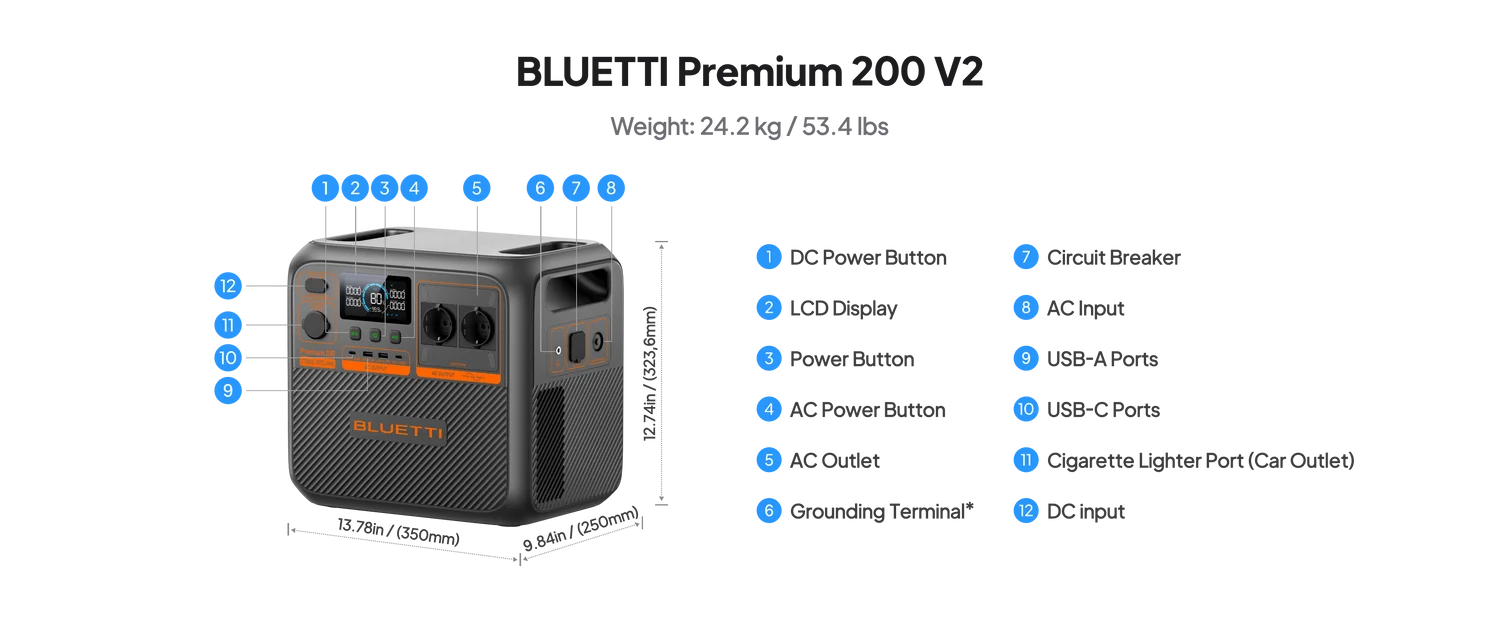 BLUETTI Premium 200 V2 Portable Power Station | 2.700W 2.073,6Wh-5