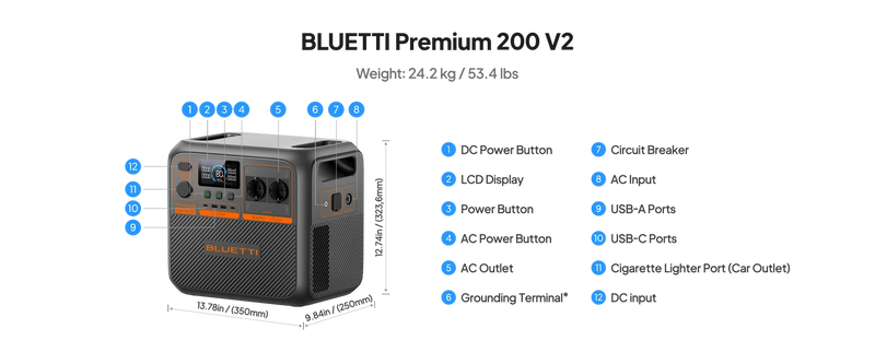 BLUETTI Premium 200 V2 Portable Power Station | 2.700W 2.073,6Wh-5