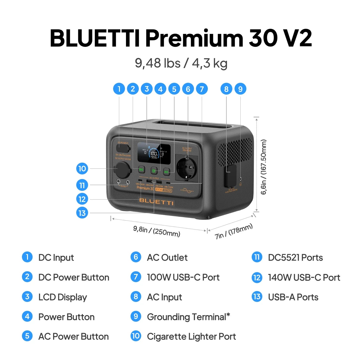 BLUETTI Premium 30 V2 Portable Power Station | 600W 320Wh-6