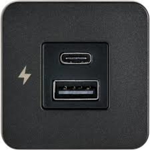 TILE 10 - USB-A og USB-C Indendørs lade stik 12/24V - Black Bezel-1
