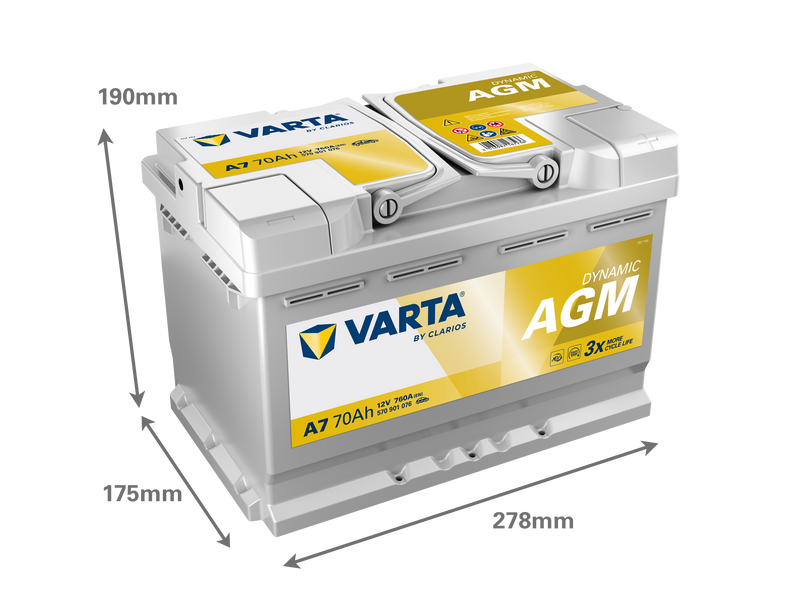 VARTA Dynamic AGM batteri 12V 70Ah A7-2
