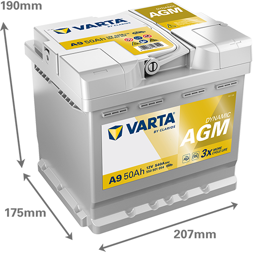 VARTA Dynamic AGM batteri 12V 50Ah A9