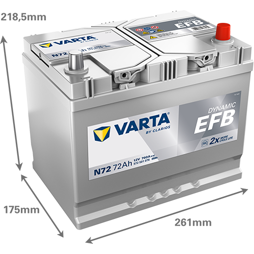 VARTA Dynamic EFB batteri 12V 72Ah N72