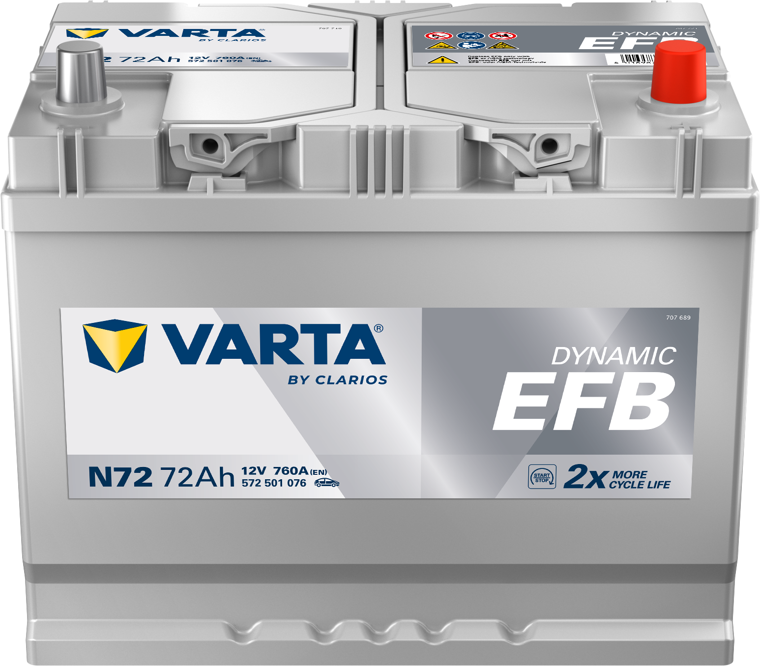 VARTA Dynamic EFB batteri 12V 72Ah N72