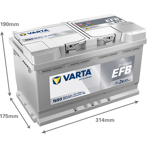 VARTA Dynamic EFB batteri 12V 80Ah N80-2