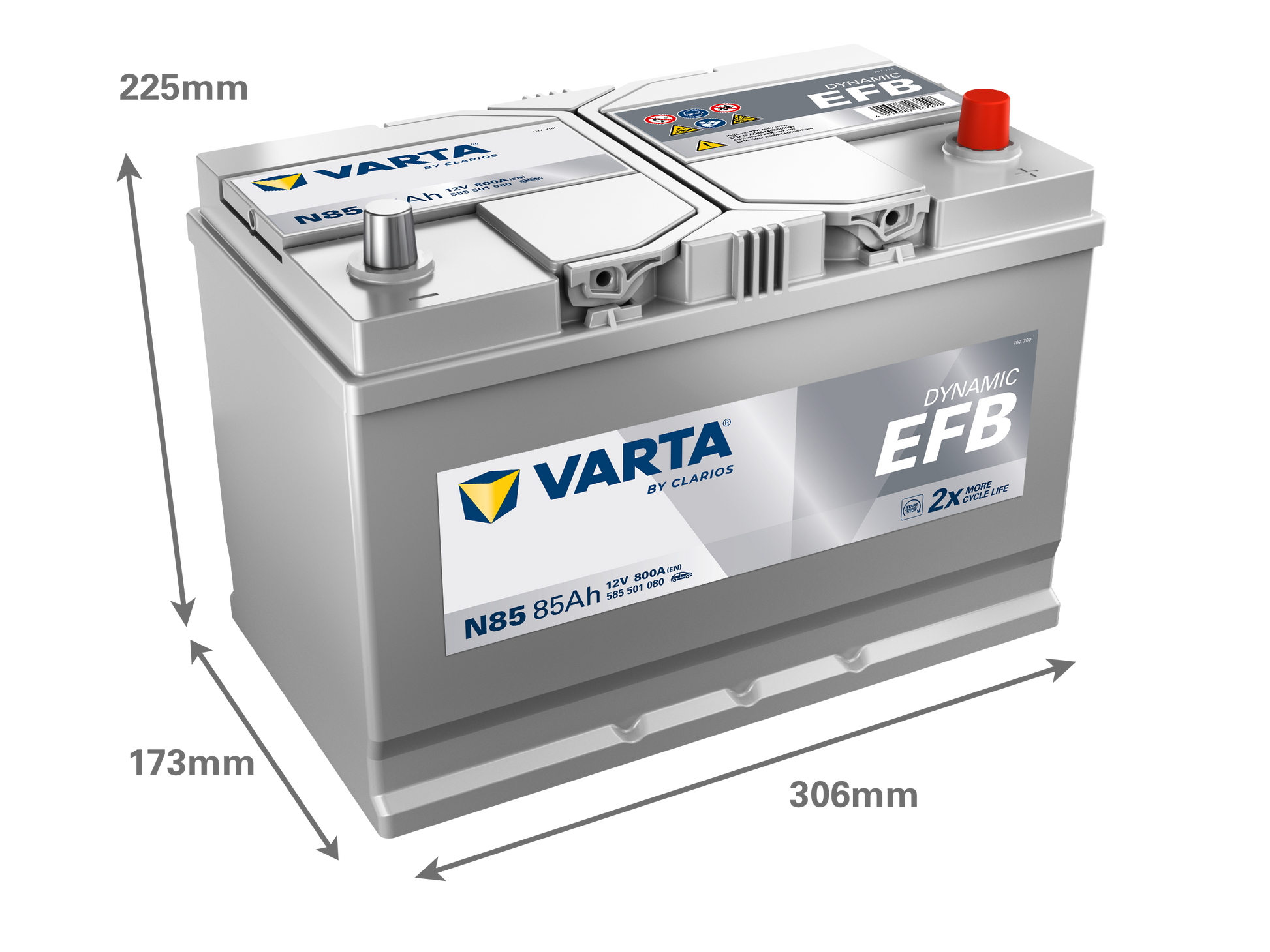 VARTA Dynamic EFB batteri 12V 85Ah N85-2