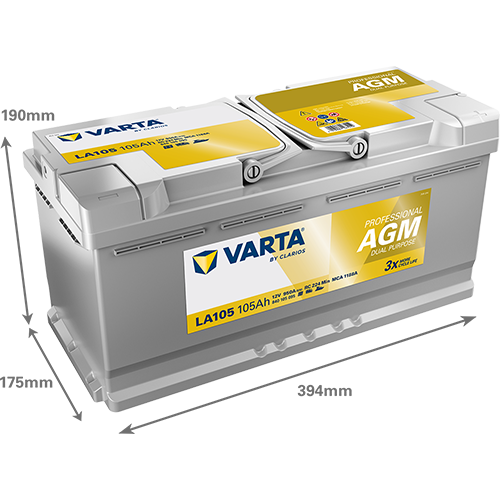VARTA Professional Dual Purpose AGM batteri 12V 105Ah LA105-2