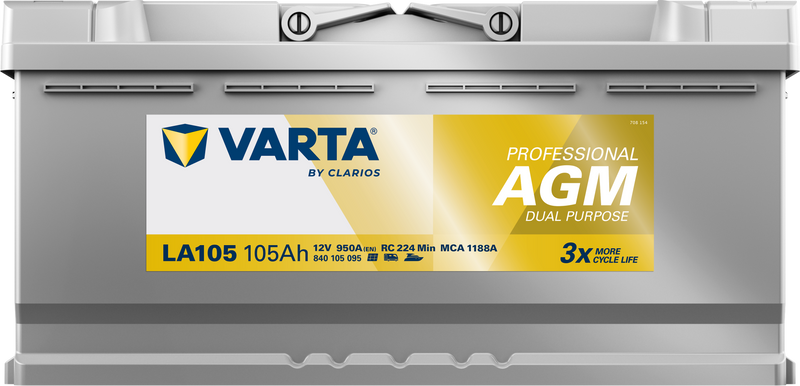 VARTA Professional Dual Purpose AGM batteri 12V 105Ah LA105-3